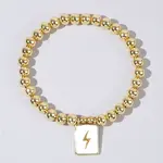 Personality Brass Round Bead Beaded Stretch Bracelets