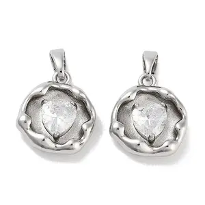 Brass Micro Pave Cubic Zirconia Pendants