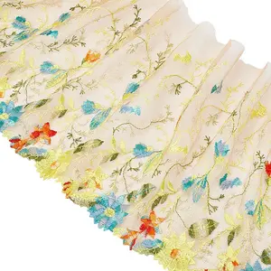 2 Yards Polyester Embroidery Flower Mesh Fabric