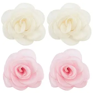 4pcs 2 colors Detachable Artificial Rose Organza Shoe Decoration