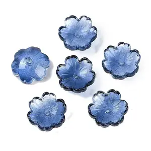 Transparent Spray Paint Glass Bead Caps