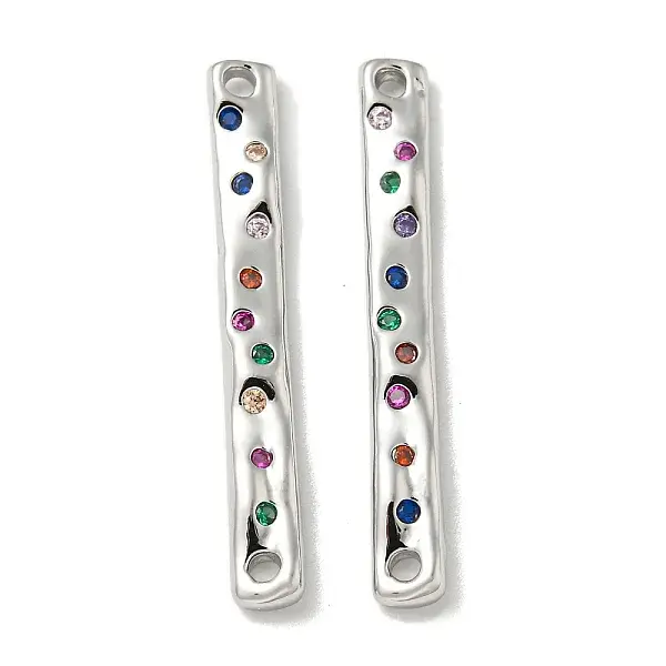 Brass Pave Colorful Cubic Zirconia Connector Charms