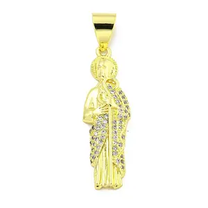 Rack Plating Brass Micro Pave Clear Cubic Zirconia Pendants