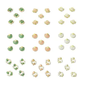 45Pcs 9 Styles Alloy Enamel Shell Shape Cabochons