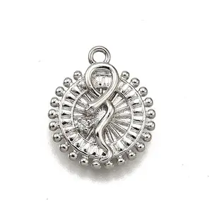 Brass Micro Pave Clear Cubic Zirconia Pendants