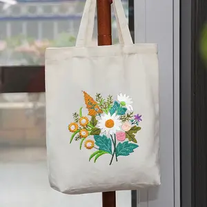 DIY Flower Pattern Tote Bag Embroidery Kit