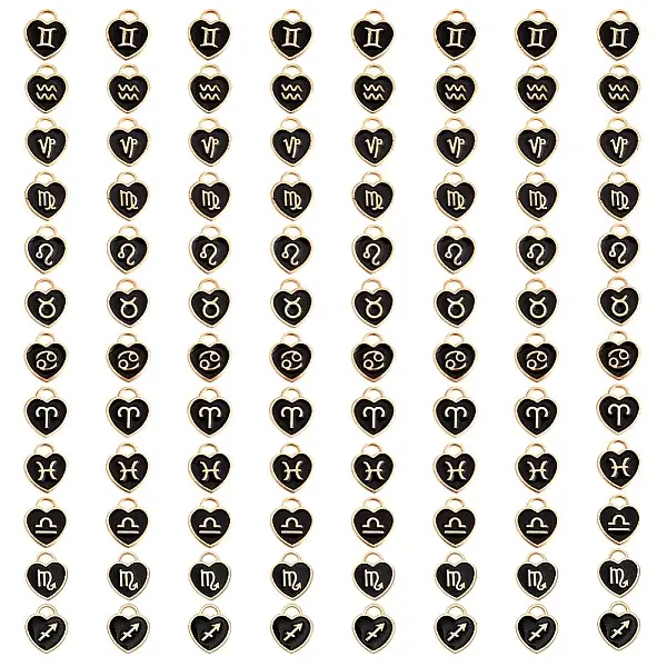 96Pcs 12 Styles Alloy Enamel Pendants