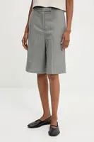 Kraťasy Answear.LAB dámské, šedá barva, hladké, high waist