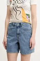 Džínové šortky Karl Lagerfeld Jeans dámské, modrá barva, hladké, high waist, A2W10041