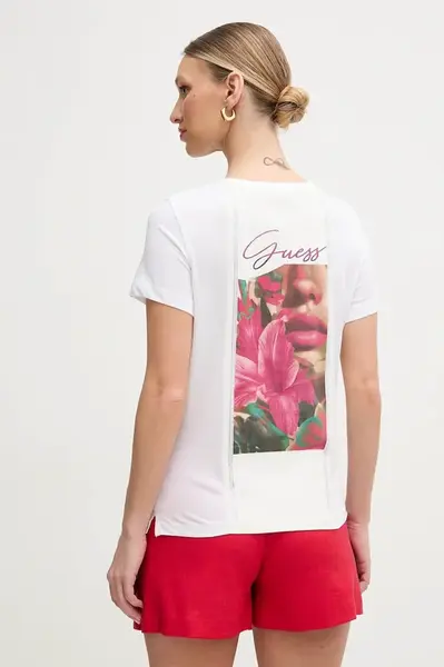 Tričko Guess bílá barva, W5GI09 K5JK1