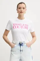 Bavlněné tričko Versace Jeans Couture bílá barva, 78HAHE05 CJ00E