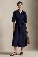 Hedvábné šaty Polo Ralph Lauren tmavomodrá barva, midi, 211941458