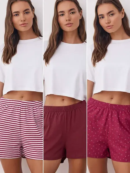 Trendyol Pyžamové nohavice  burgundská / biela