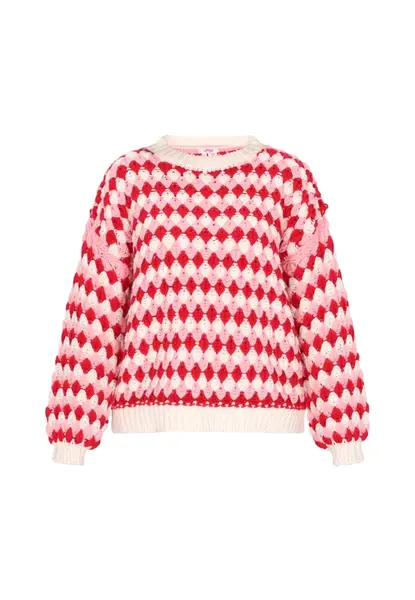 MYMO Sveter  ružová / červená / biela ako vlna