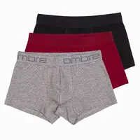 Ombre Men's cotton boxer shorts with logo - 3-pack mix