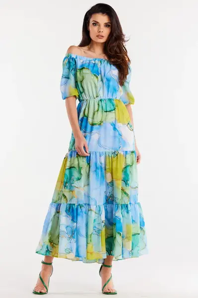 Awama Woman's Dress A504 Blue/Pattern