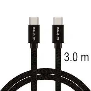 Datový Kabel Swissten Textile USB-C / USB-C 3.0 M černá