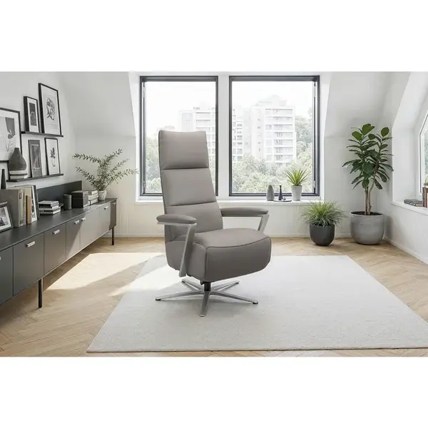 Sit & More RELAXAČNÍ KŘESLO, kůže, šedá