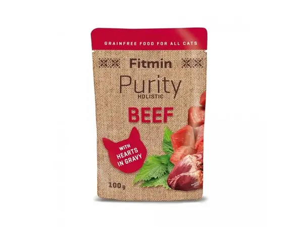 Fitmin Cat Purity kapsička Beef with hearts 100g | Kapsička pre mačky
