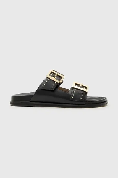 Kožené pantofle AllSaints Magda Stud Sandal dámské, černá barva, W114FC