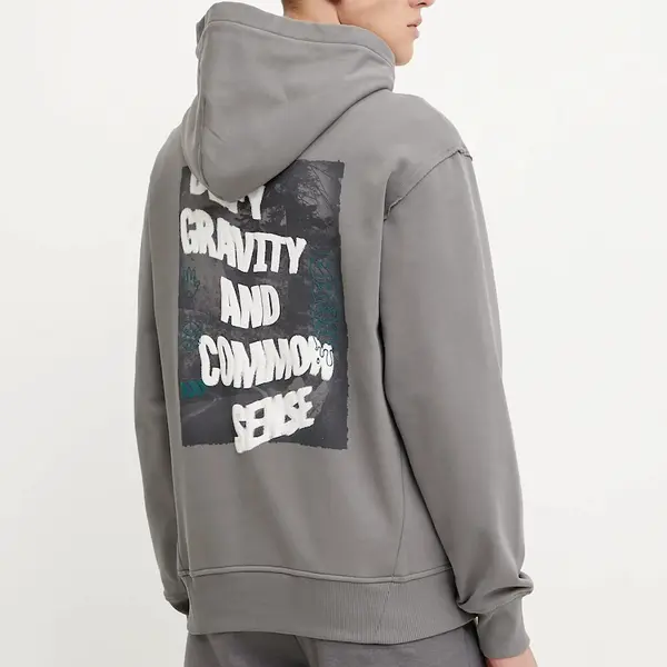 Bavlněná mikina The North Face Heritage Relaxed pánská, šedá barva, s kapucí, s potiskem, NF0A8C420UZ1