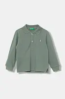 Dětské bavlněné tričko s dlouhým rukávem United Colors of Benetton zelená barva, 3089G3009