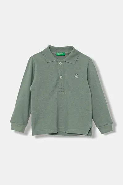 Dětské bavlněné tričko s dlouhým rukávem United Colors of Benetton zelená barva, 3089G3009