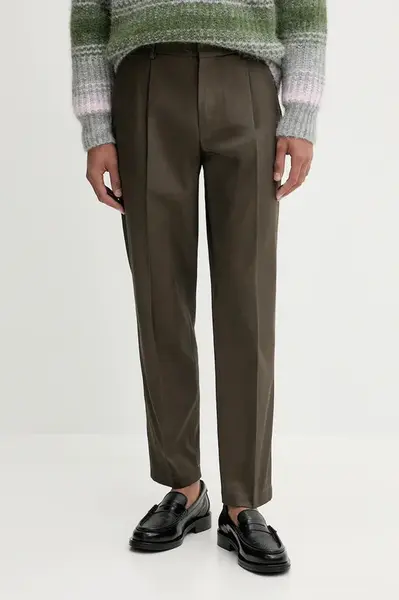 Bavlněné kalhoty BARENA VENEZIA Pantalone Gazara pánské, zelená barva, přiléhavé, PAU5256.2785