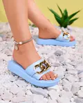 Resti Women's blue slippers with a gold chain Reteris - Footwear