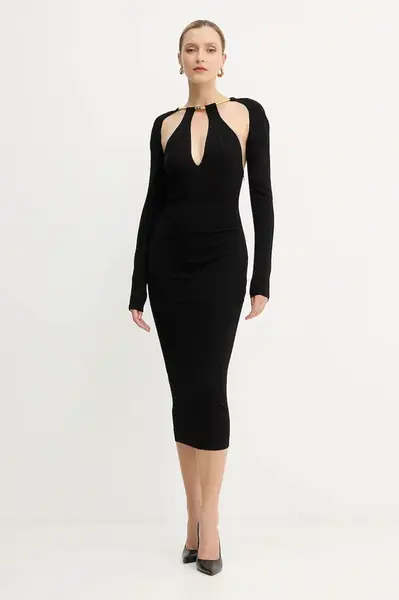 Šaty Elisabetta Franchi černá barva, midi, přiléhavé, AM11S56E2