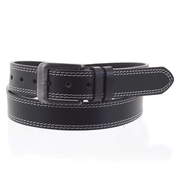 Pánsky kožený opasok jeansový čierny - PB Sadoc 105