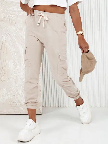 Dámske pruhované nohavice CHICCORD beige Dstreet