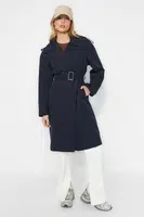 Trendyol Navy Blue oversized pásová epauleta detailný trenčkot