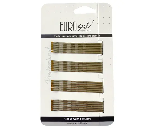 Vlnitá sponka Eurostil Professional - 7 cm, zlatá - 24 ks (01611)