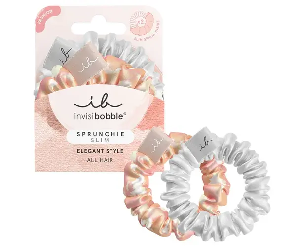 Ozdobné špirálové gumičky Invisibobble Sprunchie Slim Bella Chrome - 2 ks + darček zadarmo