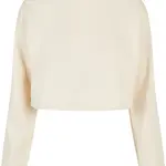 Ladies Cropped Oversized Sweat High Neck Crew whitesand