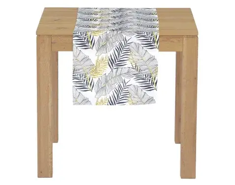 Behúň na stôl 40x150 cm, listy, biely%