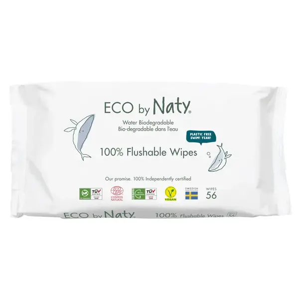 ECO BY NATY Vlhčené obrúsky Naty bez vône splachovateľné 56 ks