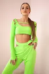 Complete with green neon blouse top