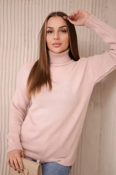 Turtleneck sweater powder pink