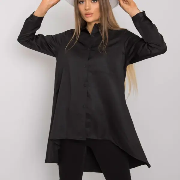 Čierna košeľa s predĺženým chrbtom