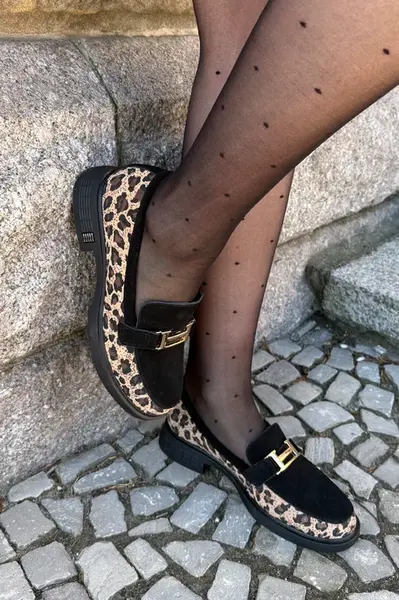 Semišové Dámske Mokasíny Panteřové Čierne Vinceza 66791