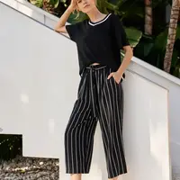 Marisse Black Striped Culottes