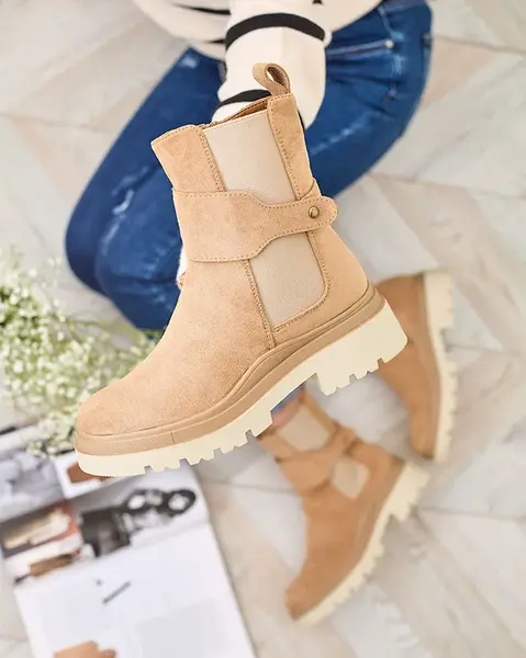 Resti Light brown women's boots with decorative strap Doasa