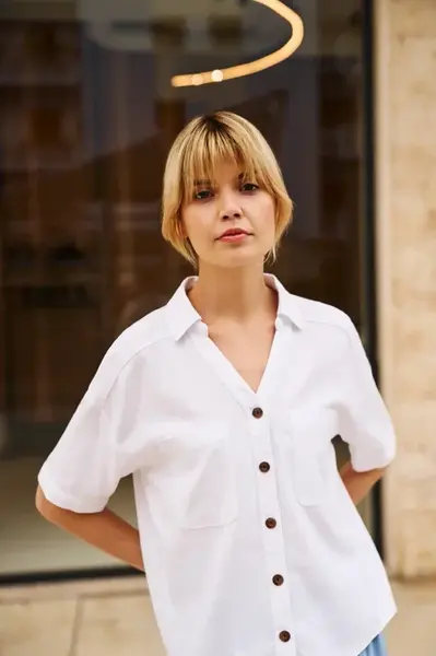 Marisse Viscose-Linen White Shirt