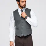 Ombre Men's suit vest with classic detailing and lining - graphite