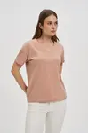 Marisse Beige Cotton V-Neck T-Shirt