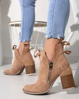 Resti Light brown women's boots on a square post Darera - Footwear