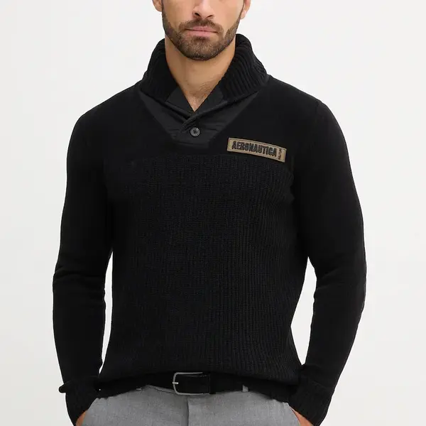 Bavlněný svetr Aeronautica Militare pánský, černá barva, MA1574UL00539