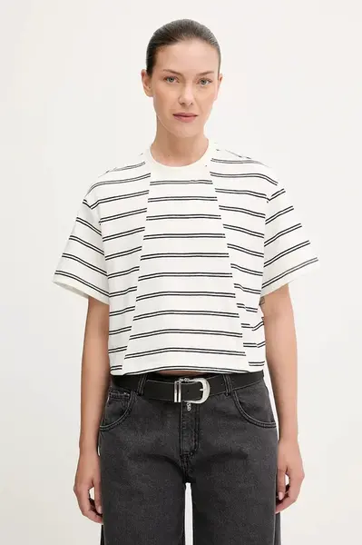 Bavlněné tričko G-Star dámské, béžová barva, D27180.E134